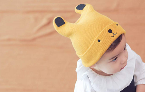 【プレゼント】Mum&nny 「ベビーニット帽 」イヌ耳付きでかわいく防寒！