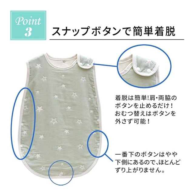 季節を問わず年中使える♪「LOUPLE 6重ガーゼ スリーパー」