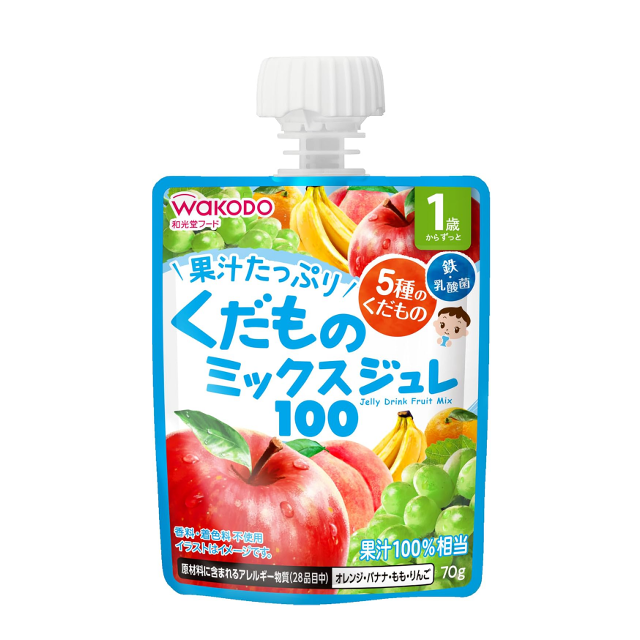 手軽においしく栄養補給「和光堂 1歳からのMYジュレドリンク くだものミックス100 70g×6個」