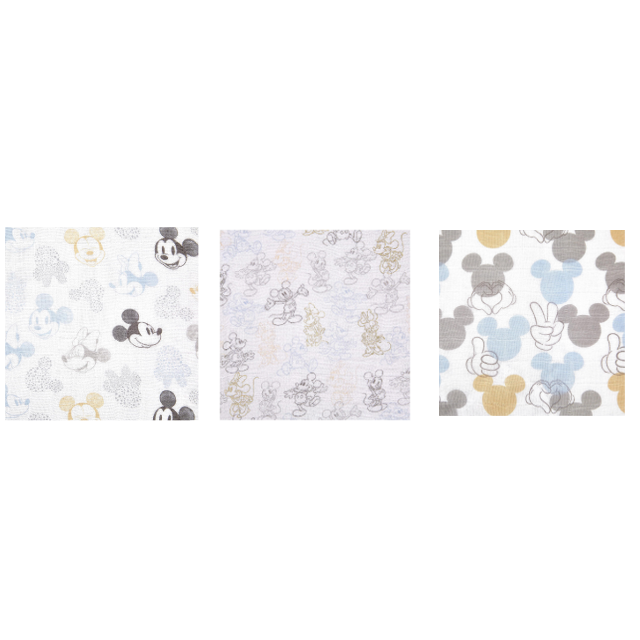 洗うたびに柔らか☆「エイデンアンドアネイ ガーゼタオル ミッキー&ミニー 3枚セット 」