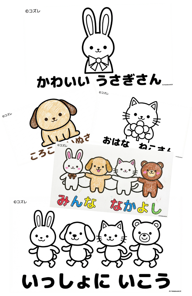 【無料プレゼント】かわいいキャラがいっぱい！コズレの塗り絵『ゆるかわキャラクターぬりえ』
