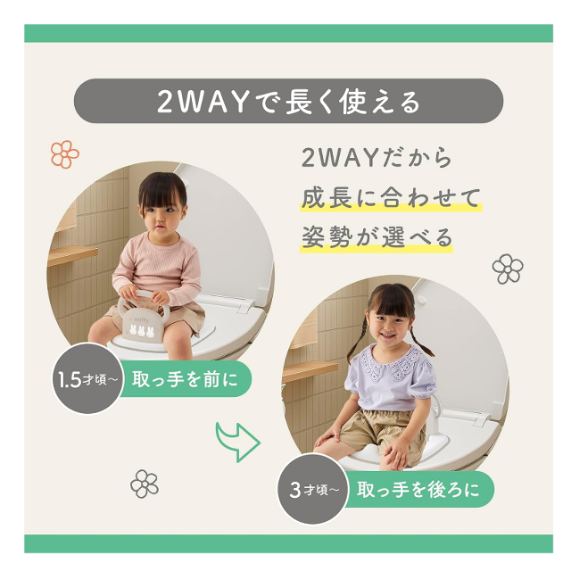 2way仕様で長く使える♪「アイデス ミッフィーらくピカファースト補助便座」