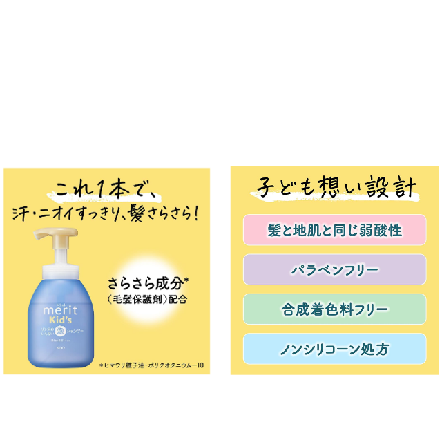 時短で簡単に☆「メリットキッズ リンスのいらない泡シャンプー つめかえ用」3個セット