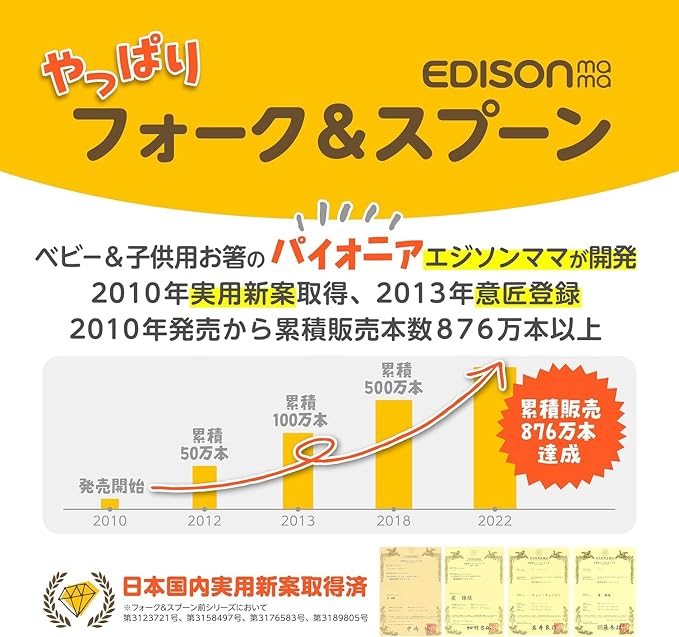 大人用食器へのステップアップに☆「エジソンママ フォーク&スプーン」