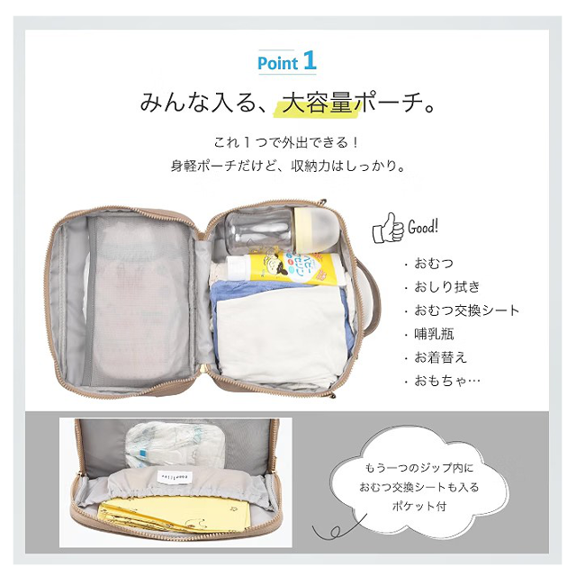 おむつ替えをさっとスムーズに☆「sonellier おむつポーチ」