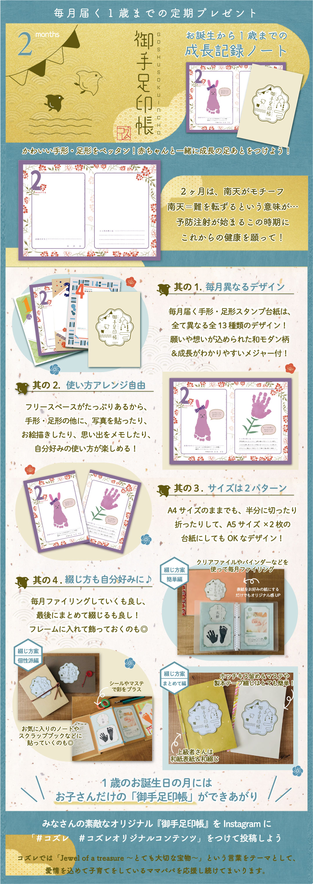 「毎月届く!御手足印帳」生後2ヶ月号!