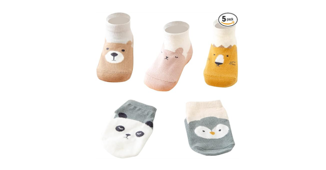 すべり止め付きで安心☆「MOMSMENU　ベビー ソックス 5足セット」