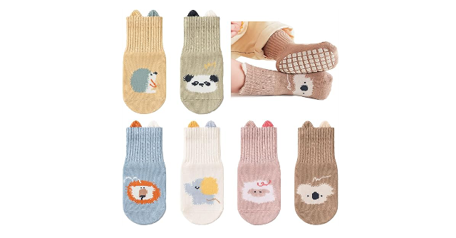 くすみカラー☆「fortulux ベビー 靴下 滑り止め 6足セット」