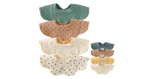 両面使える6重ガーゼ☆ 360度スタイ「GoUseGo ベビー スタイ 4枚セット」