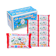 ふんわり厚手タイプ☆「いないいないばあっ! 赤ちゃんのおしりふき」 80枚入×12個