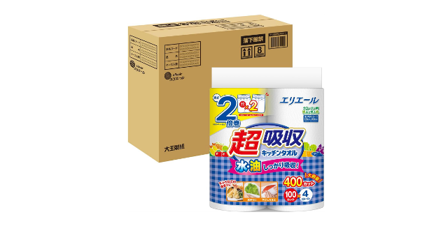 備蓄用にも！「エリエール キッチンタオル 超吸収 2倍巻き (4ロール×4パック) 」