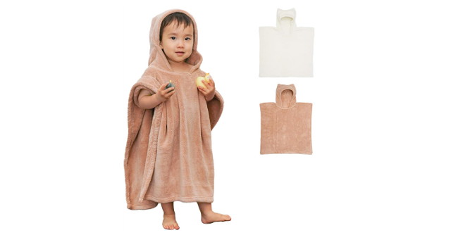 ワンオペお風呂の味方☆「レック mignon ベビー バスポンチョ」