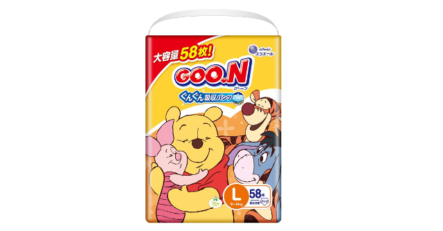 おむつ替えを楽しく☆「グーン ぐんぐん吸収パンツ おむつ Lサイズ 58枚」