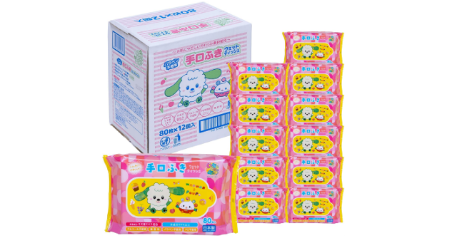 たっぷり使える♪「昭和紙工 いないいないばあっ！赤ちゃんの手口ふき80枚12個入りBOX」