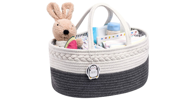 軽くて丈夫！「おむつ収納ケース　コットンロープ　バスケット」