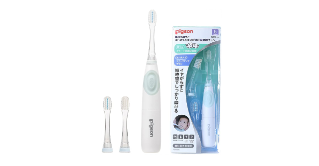 しっかりみがける！「ピジョン はじめての仕上げ専用電動歯ブラシ グリーン (6ヶ月頃から)」