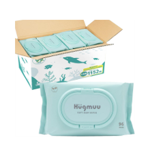 たっぷり使える☆「Hugmuu 純水99% お尻拭き」96枚×12個セット