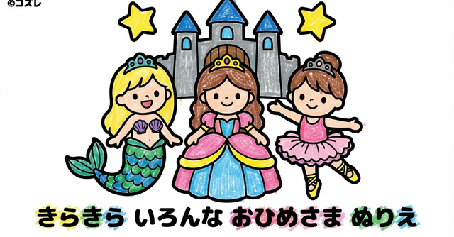 【無料プレゼント】コズレの塗り絵『きらきら　いろんな　おひめさま』
