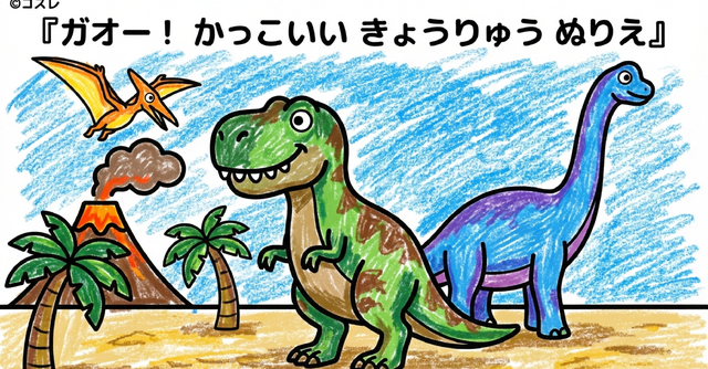 【無料プレゼント】コズレの塗り絵『ガオー！　かっこいい　きょうりゅう』