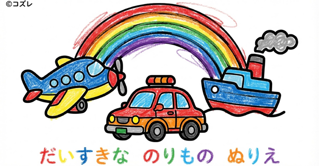 【無料プレゼント】コズレの塗り絵『みんなだいすきな　のりもの』
