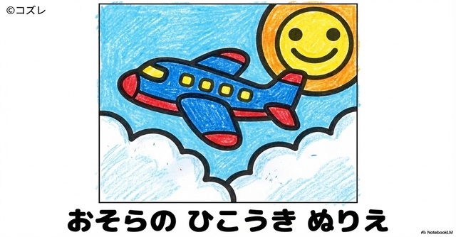 【無料プレゼント】コズレの塗り絵『おそらの　ひこうき』