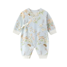 おしゃれな動物森柄プリント☆「Hapipana ベビー ロンパース」