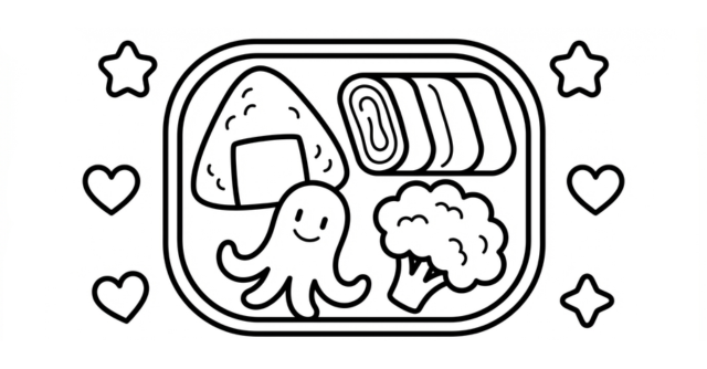 【無料プレゼント】おにぎり&たこさんウィンナー入り♪コズレの塗り絵『みんなのおべんとう』