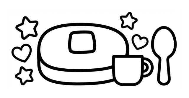 【無料プレゼント】お菓子と一緒に楽しいおやつ時間♪コズレの塗り絵『ふわふわ ホットケーキ』