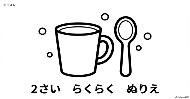 【無料プレゼント】コズレの塗り絵『生活習慣を楽しく！2さい　らくらく　ぬりえ』