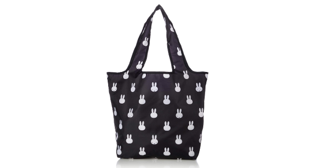 「[シフレ]ミッフィーフェイスブラック 折り畳みエコバッグ」かわいくて収納力◎