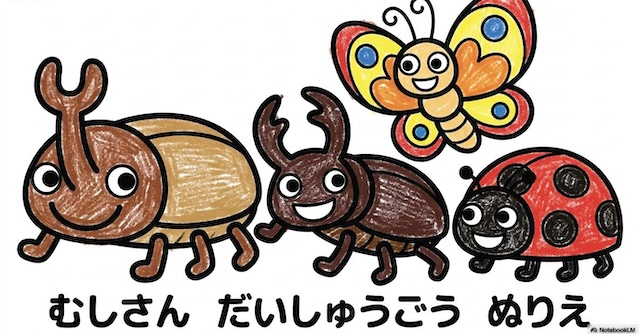 【無料プレゼント】コズレの塗り絵『むしさん　だいしゅうごう』