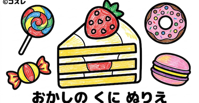 【無料プレゼント】スイーツいっぱい！コズレの塗り絵『おかしの　くに』