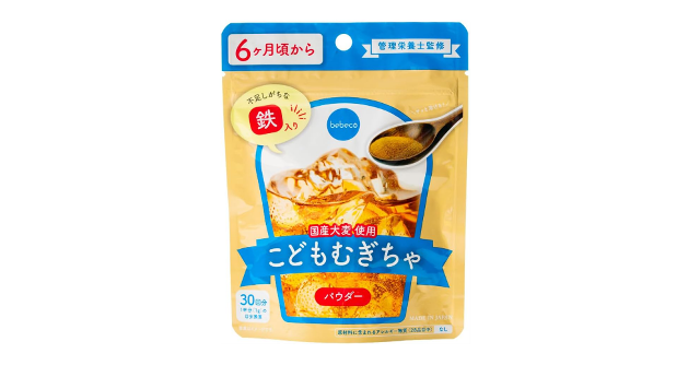 冷たい水にもサッと溶ける♪「bebeco こどもむぎちゃ 30g」