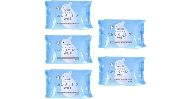 トイレに流せてスッキリ清潔♪「ネピア おしりセレブWET 詰替え 60枚 5個セット」
