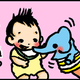 【子育て絵日記4コママンガ】つるちゃんの里帰り｜（87）ぞうさんパペット（0歳1ヶ月頃）