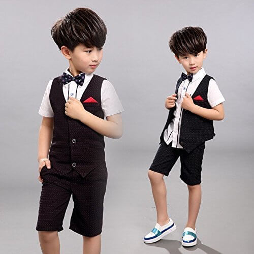 子供服 スーツ キッズ フォーマル 洋服 男の子スーツ 子供 ベスト シャツ 半ズボン 子供スーツ キッズ 男の子 ジュニア ボーイズ 通学 夏 フォーマルスーツ キッズ カジュアル 演奏会 入学式 卒業式 発表会 七五三 happy-online (150cm, ホワイトのドット柄3点セット),キッズ,ハーフパンツ,
