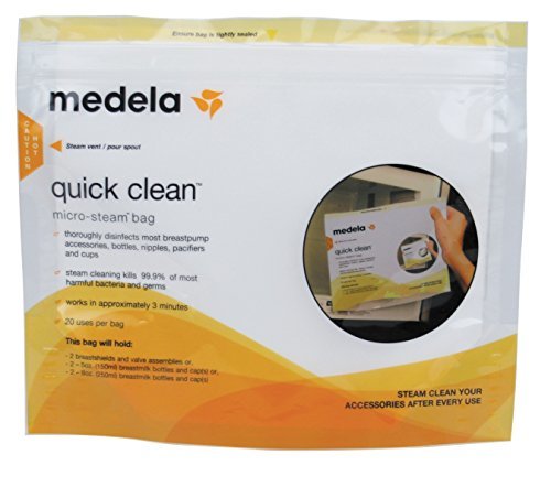 メデラ(medela) 電子レンジ除菌バッグ(5パック) クイッククリーン スチームバッグ,哺乳瓶,除菌,方法