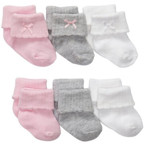 カーターズ(Carter's)靴下6枚セット【2014年】【プリティ無地】女の子用プリティな3色無地ソックス6枚組セット 12-24months 12-24ヵ月用 ピンク靴下,出産祝いギフト,子供ベビーキッズ服,グレー,くつした,白ソックス【並行輸入】,出産祝い,靴下,