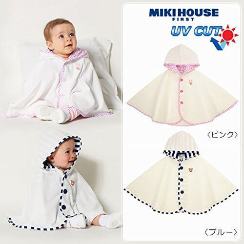 MIKIHOUSE FIRST(ミキハウスファースト)マリン&小花柄パイル素材の爽やかポンチョ フリー(70-90cm),ピンク(08),子供用,ポンチョ,