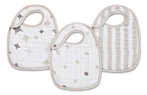 aden + anais (エイデンアンドアネイ) 【日本正規品】 モスリンコットン スナップビブ 3枚セット nibble shine on - 3 Pack-7113,赤ちゃん,ガーゼ,