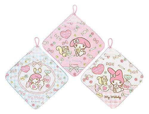マイメロディ ループ付きハンドタオル3枚セット(キャンディ),ループタオル,