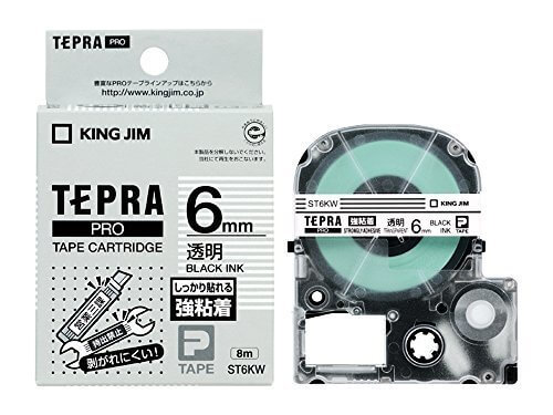 キングジム テープカートリッジ テプラPRO 強粘着 6mm 透明 ST6KW,テプラ,