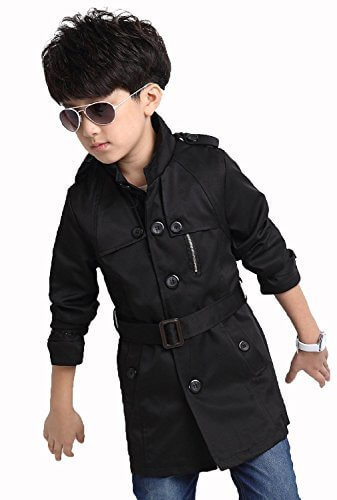 (ベルク)VELUC キッズ アウター カジュアル トレンチコート イケメン お兄系 ブルゾン ジャンバー ジャケット 韓国子供服 男の子 女の子 110/120/130/140/150 (140, ブラック) ~ オリジナルメッセージカードセット ~,キッズ,トレンチコート,