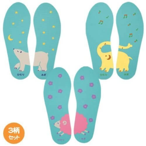 絵合わせインソール 中敷 3柄セット 作家コラボ 消臭 子供用インソール 便利グッズ キッズ シューズ 上履き 靴 子供用中敷 保育園 幼稚園 小学校 動物柄,幼稚園,上履き,