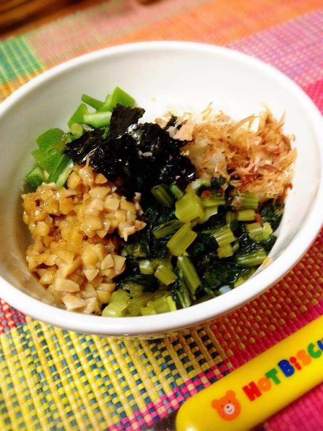 離乳食完了期♡納豆とオクラのネバネバ丼,離乳食,山芋,