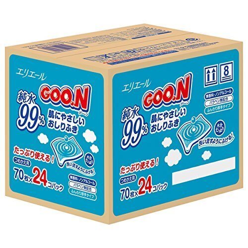 【ケース販売】グーン 肌にやさしいおしりふき 詰替用 70枚×24個 (1680枚),出産祝い,三人目,