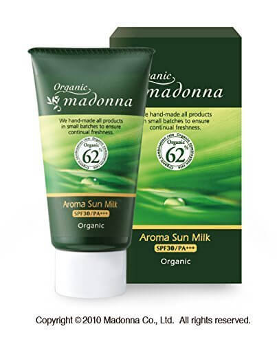 オーガニックマドンナ アロマサンミルク45g(SPF30/PA+++)<オーガニック62%配合>,子供用,日焼け止め,
