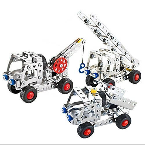 Happytime 3in1 金属 工事車 アイテム 137pcsセット 金具組立てキット 3Dパズル 6歳から 幼児 子ども キッズ 知育 おもちゃ【お誕生日プレゼント 子供の日】,おもちゃ,男の子,5歳