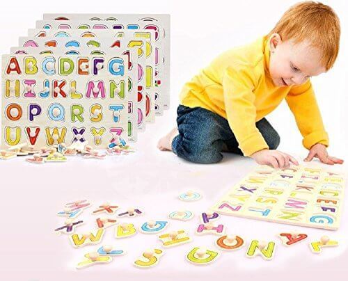木製 型はめパズル アルファベットと数字のセット 知育に最適!はじめてのあそび道具,数字,おもちゃ,幼児