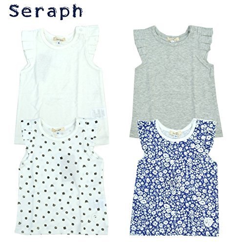 Seraph セラフ 肩フリルタンクトップ S310017 女の子 トップス Tシャツ フリル (130cm, ブラック),キッズ,タンクトップ,